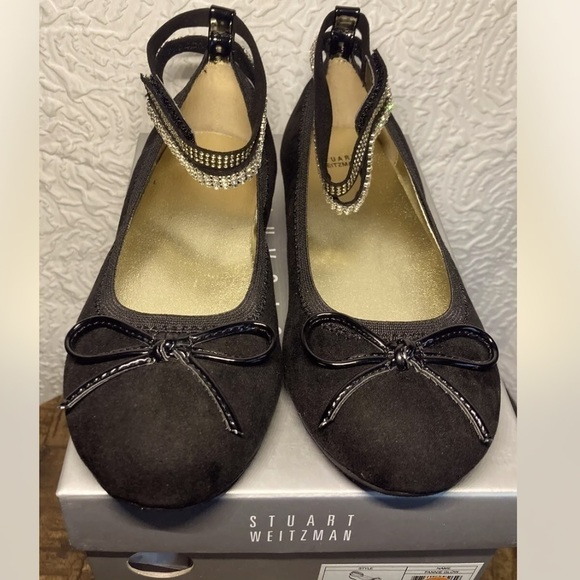 STUART Weitzman Girls Fannie Glow Rhinestone Designer Dress Flats Shoes, Size 2 - Picture 2 of 15